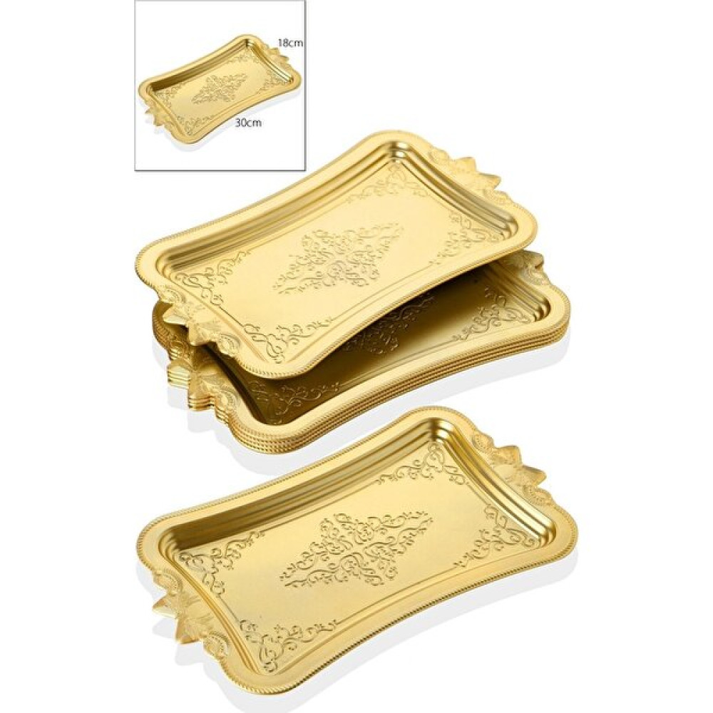 Parçaseli 6 Adet Kahve Sunumluk Tepsi (Plastik) - Gold Servis Tepsisi Fiyatı