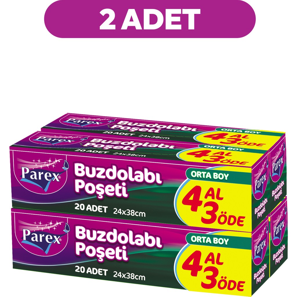 Parex Buzdolabı Poşeti Orta Boy 4 Al 3 Öde (4*20) 24 x 38 cm İkili Set Buzdolapları Fiyatı