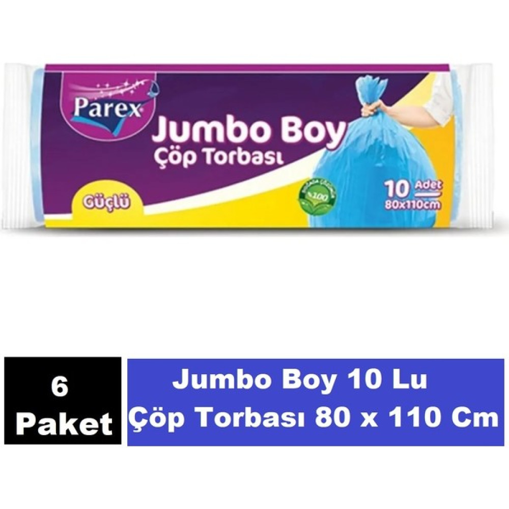 Parex Güçlü Çöp Poşeti Jumbo Boy 80 x 110 cm 10 Lu - Mavi x 6 Paket Oto Boyaları Fiyatı