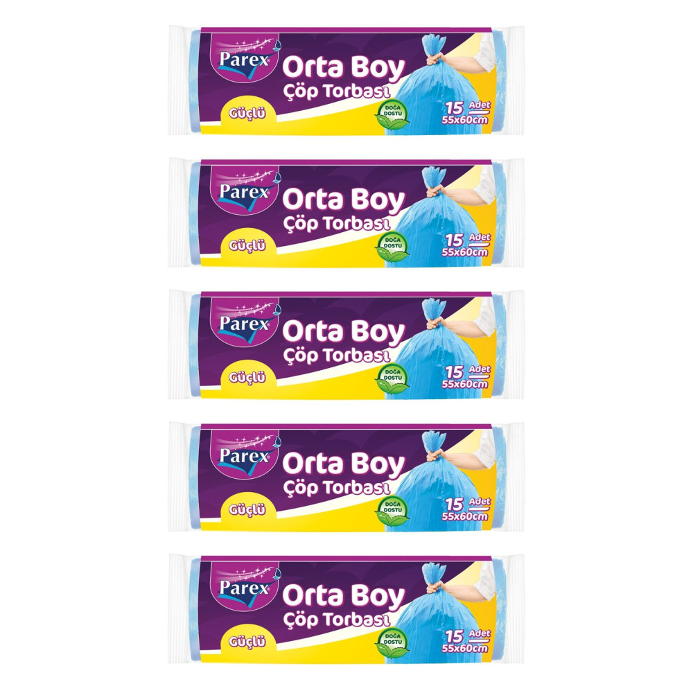 Parex Orta Boy Güçlü Çöp Torbası 5 Li Paket Çöp Poşetleri Fiyatı