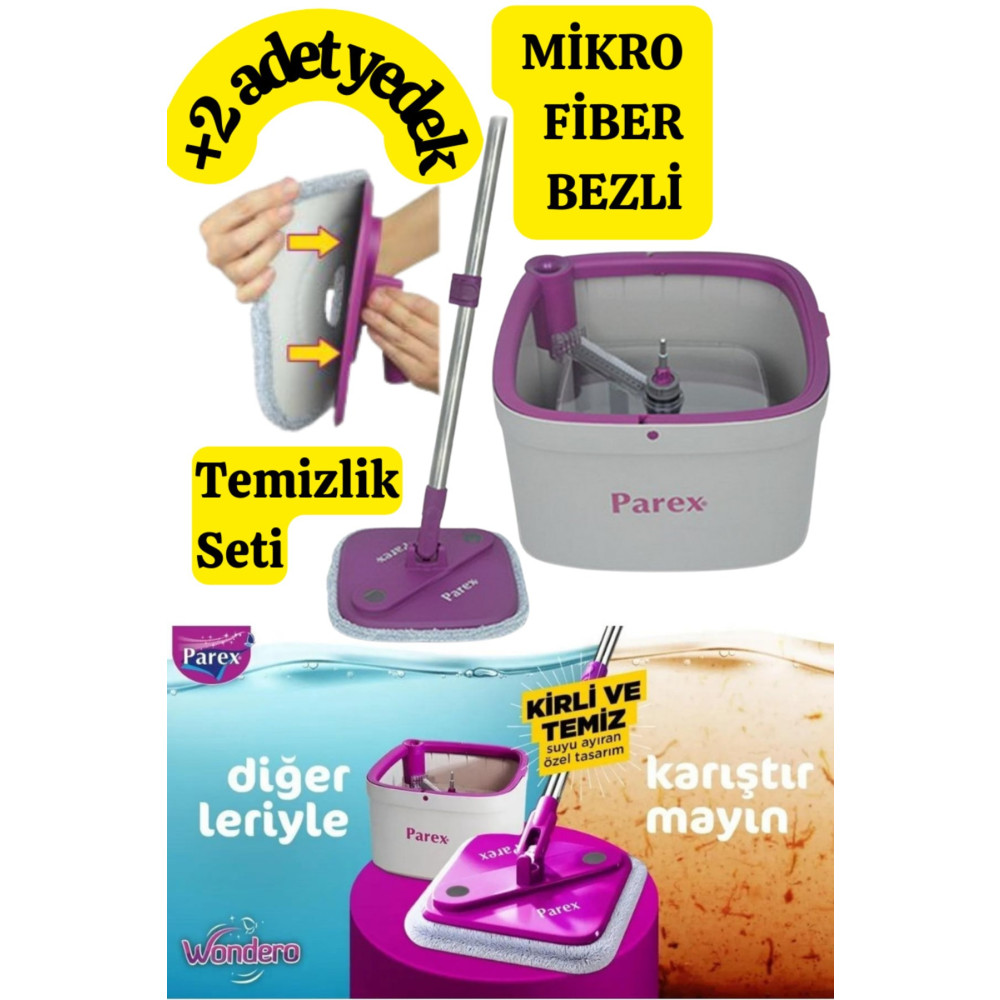 Parex Parex Wondero +2 Yedek Moplu Bezli Temiz Su Ile Kirli Su Ile Ayıran Otomatik Temizlik Seti Deterjan ve Temizlik Ürünleri Fiyatı