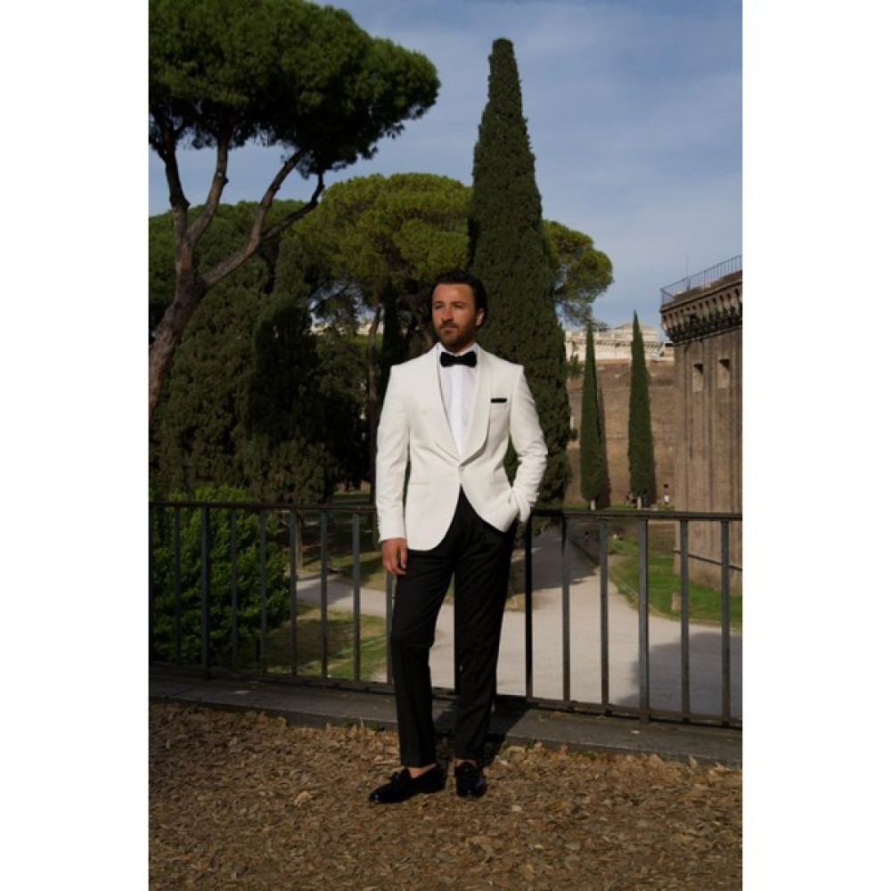 Parez Premium Erkek Slim Fit Italyan Stil Kruvaze Smokin Puntolu Şal Yaka Damatlık Ceket Pantolon papyon Erkek Takım Elbise Fiyatı