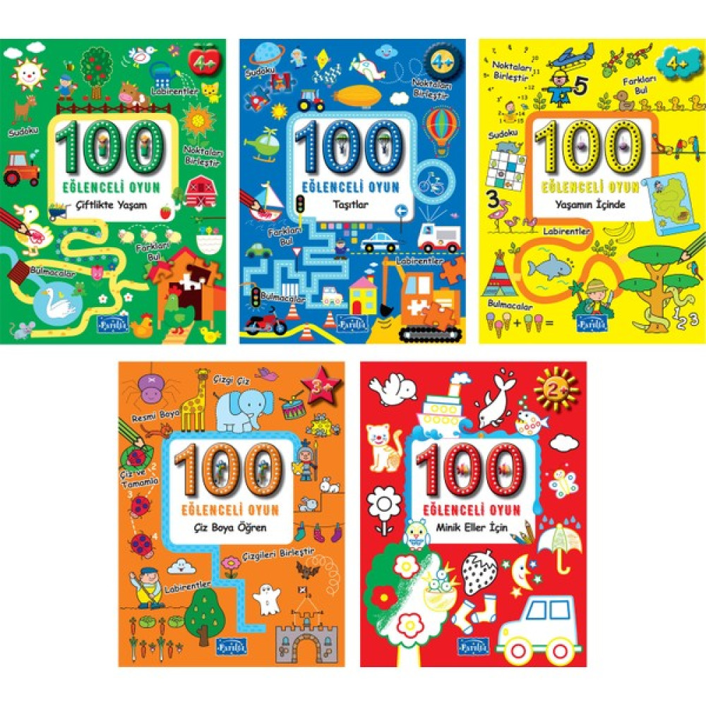 Parıltı Yayınları 100 Eğlenceli Oyun Serisi - 2+ Yaş - Okul Öncesi - 5 Kitap - Set - Çiz - Boya - Bul - Kes - Yapıştır Çocuk Masal Fiyatı