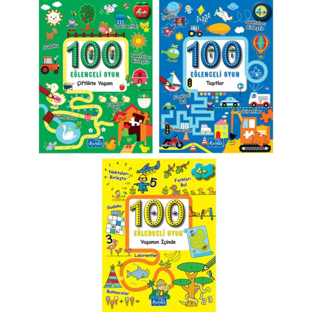 Parıltı Yayınları 100 Eğlenceli Oyun Serisi - 4+ Yaş - Okul Öncesi - 3 Kitap - Set - Çiz - Boya - Bul - Kes - Yapıştır Çocuk Masal Fiyatı