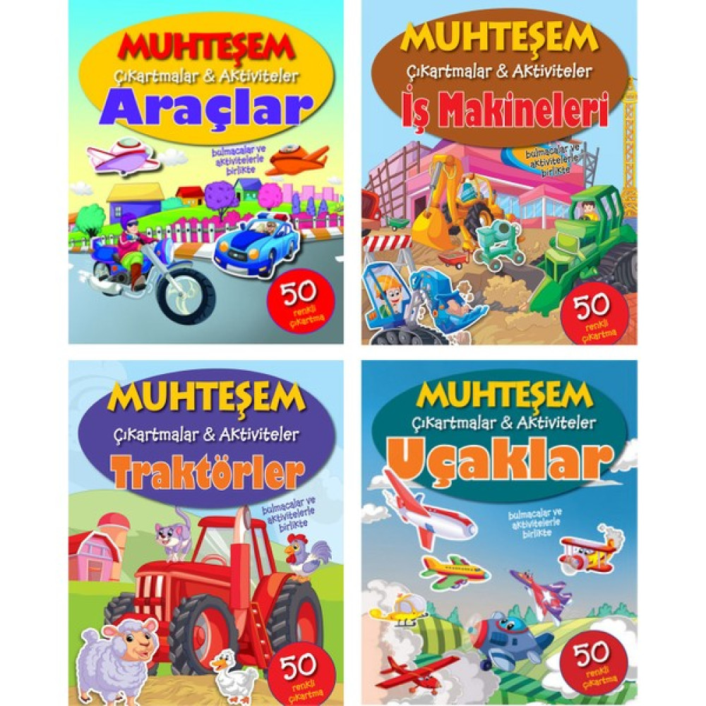 Parıltı Yayınları Muhteşem Çıkartmalar ve Aktiviteler Serisi 4 Kitap (Araç-Taşıt) - 3+ Yaş - Okul Öncesi - 4 Kitap - Set - Çıkartma - Etkinlik - B... Çocuk Masal Fiyatı