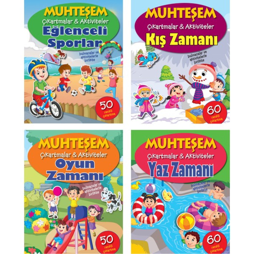 Parıltı Yayınları Muhteşem Çıkartmalar ve Aktiviteler Serisi 4 Kitap - Eğlenceli Sporlar+Kış Zamanı+Yaz Zamanı+Oyun Zamanı - 3+ Yaş - Okul Öncesi ... Çocuk Masal Fiyatı