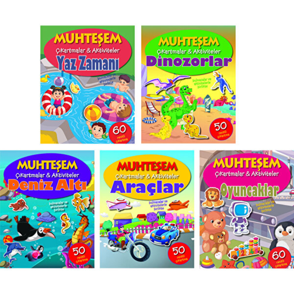 Parıltı Yayınları Muhteşem Çıkartmalar ve Aktiviteler Serisi 5 Kitap - Yaz Zamanı+Dinozorlar+Deniz Altı+Araçlar+Oyuncaklar - 3+ Yaş - Okul Öncesi ... Çocuk Masal Fiyatı