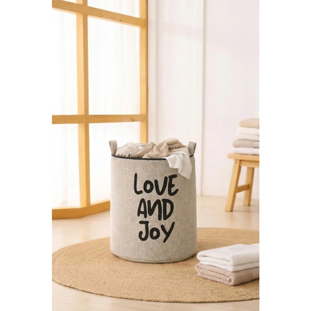 Paris Home Love And Joy Yazılı Bej Jüt Görünümlü Premium Sepet – Eva Destekli, Astarlı, Oyuncak Çamaşır Sepeti - Renkli Anne Bebek Oyuncak Fiyatı