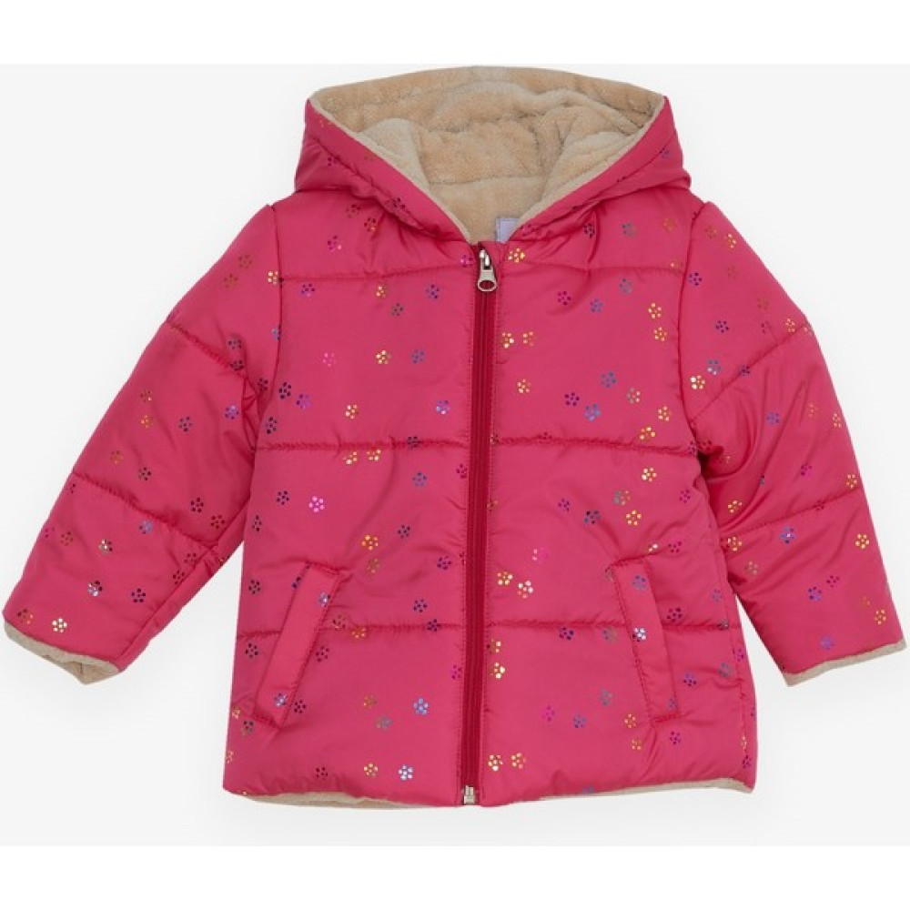 Parkacı Kız Bebek Mont Renkli Sim Desenli 6 Ay-2 Yaş, Fuşya Bebek Montu Fiyatı