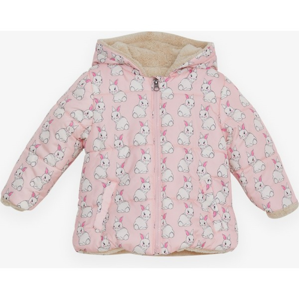 Parkacı Kız Bebek Mont Tavşancık Desenli 6 Ay-2 Yaş, Pembe Bebek Montu Fiyatı