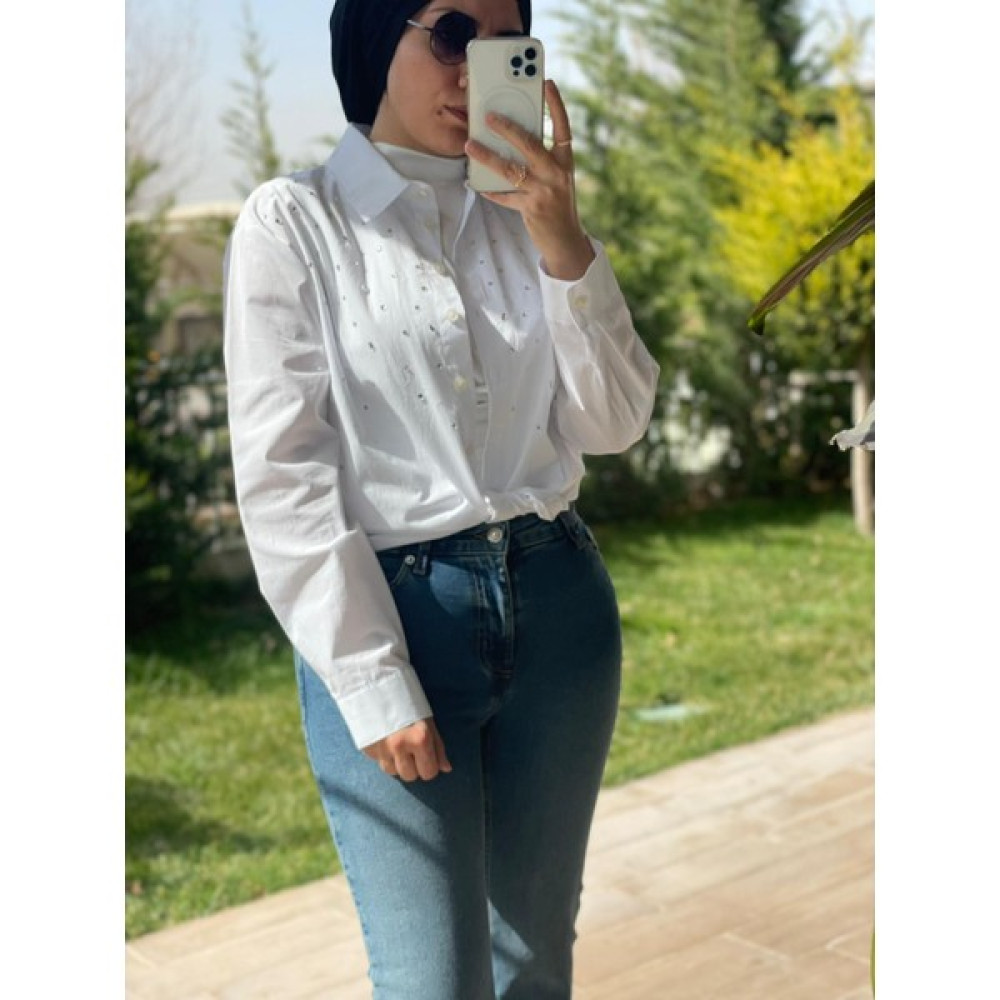 Parkhande Taşlı Gömlek Kadın Gömlek Fiyatı