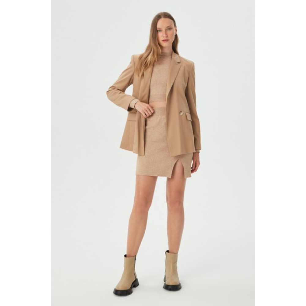 Parkkaron Kadın Camel Düğme Detaylı Blazer Ceket Bayan Ceket Fiyatı