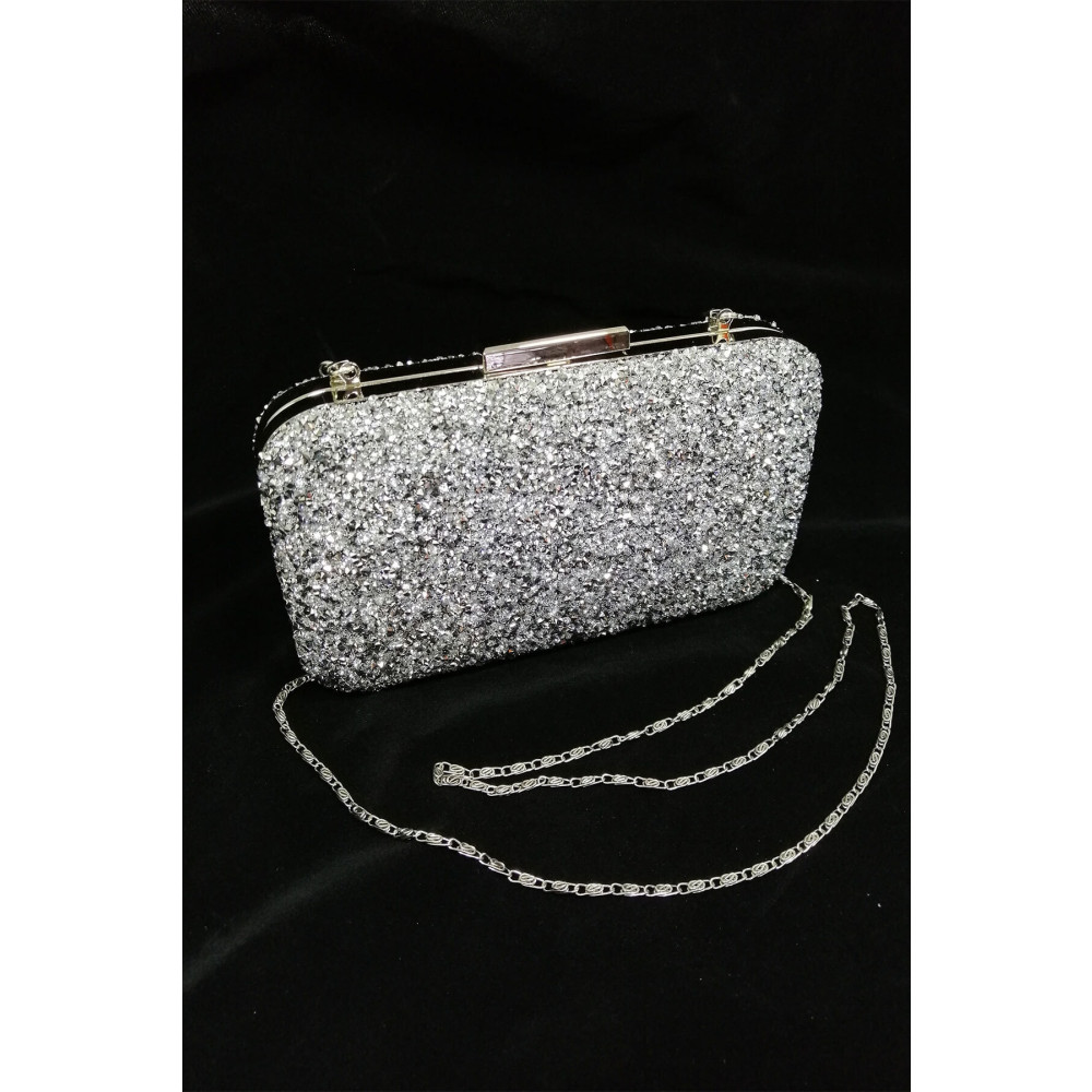 PARKTAN Yakamoz Kadın Gümüş Taşlı Abiye Clutch Portföy Çanta Abiye Çanta Fiyatı