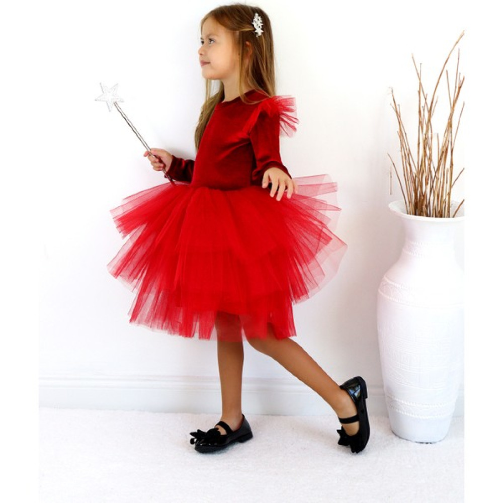 Parla Kids Kız Çocuk Pearly Uzun Kollu Kadife Tüllü Tütü Yılbaşı Düğün Doğum Günü Parti Elbisesi Kız Çocuk Elbise Fiyatı