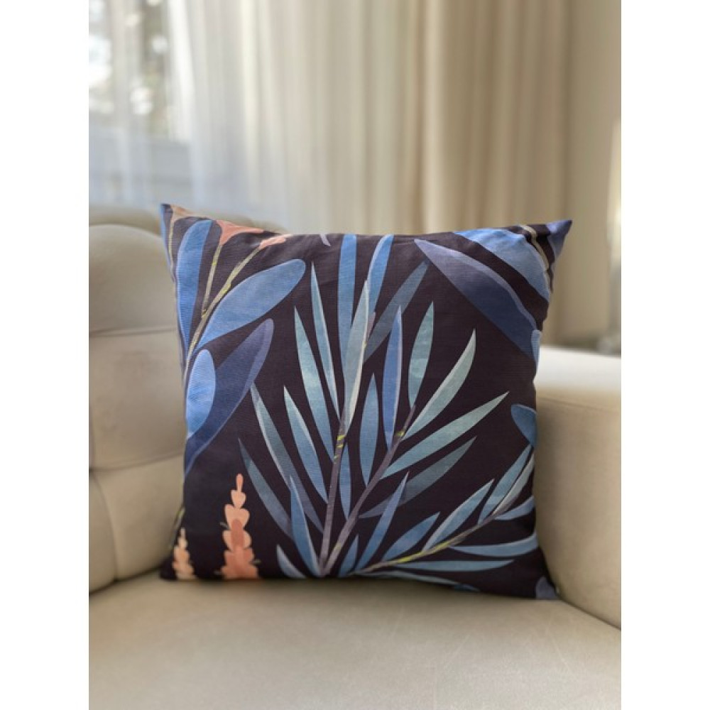 Parla Lifee Desenli Dijital Baskı Dekoratif Kırlent Kılıfı - 43 x 43 cm - Açık Mavi - Lacivert Kırlent / Mobilya Yastığı Fiyatı