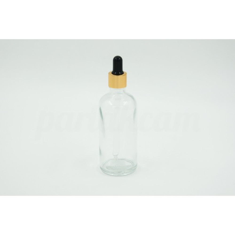 Parlak Cam Damlalıklı Şeffaf Cam Şişe Gold Başlıklı 100ml Hijyen ve Temizlik Fiyatı
