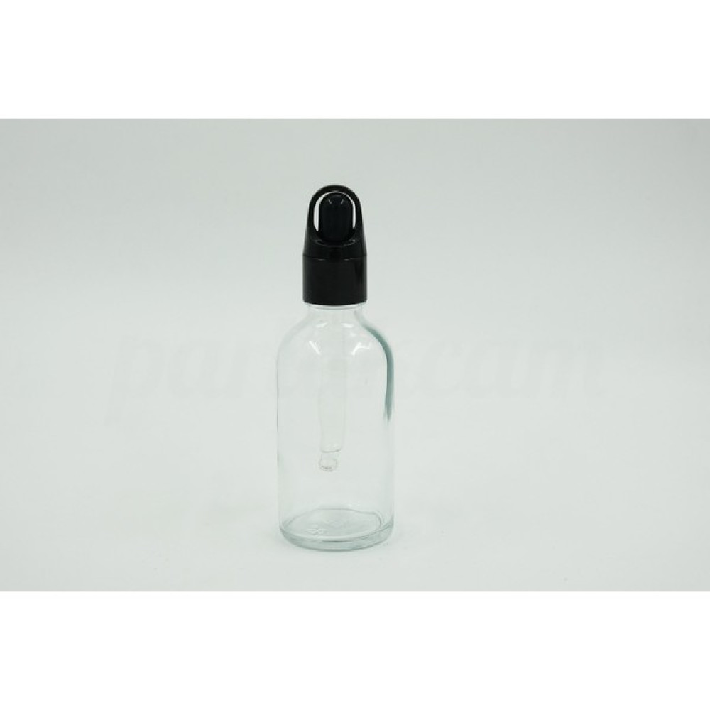 Parlak Cam Damlalıklı Şeffaf Cam Şişe Siyah Başlıklı 50ML Hijyen ve Temizlik Fiyatı