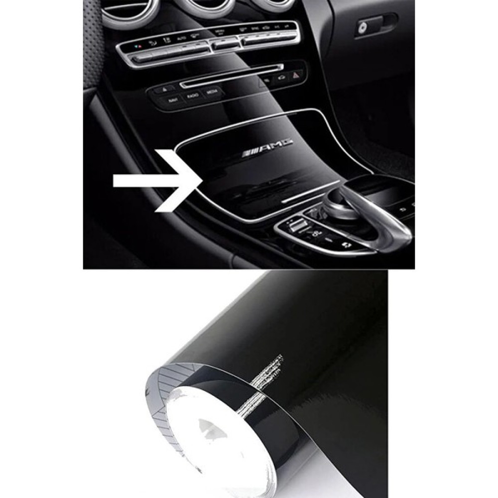 Parlak Siyah Folyo Hava Kanallı Araç Döşeme Kaplama Folyosu Siyah 30 cm x 1 Metre Piano Black Folyo Torpido Aksesuarları & Bakımı Fiyatı
