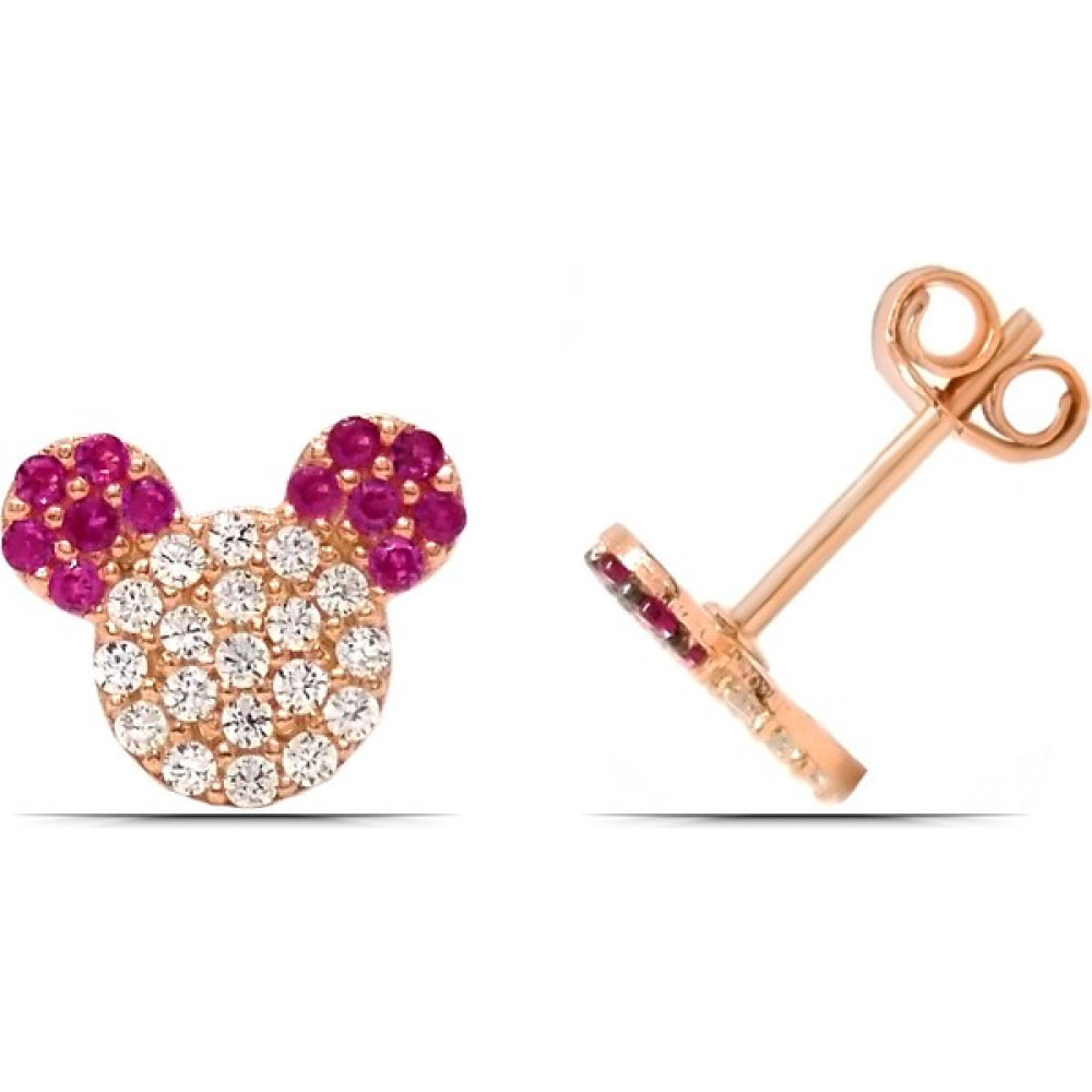 Parmas Design Kız Çocuk Mickey Mause 925 Ayar Gümüş Küpe - Pembe Gümüş Küpe Fiyatı