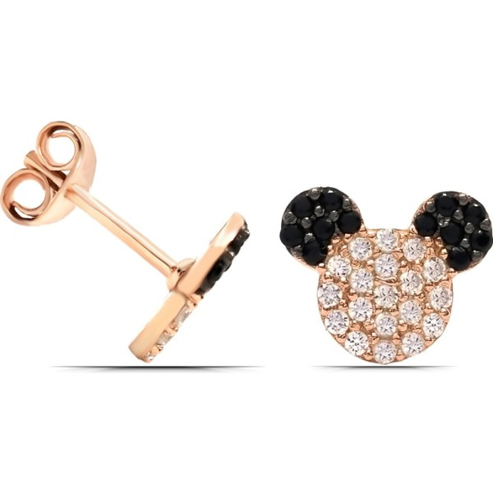 Parmas Design Kız Çocuk Mickey Mause 925 Ayar Gümüş Küpe - Siyah Gümüş Küpe Fiyatı