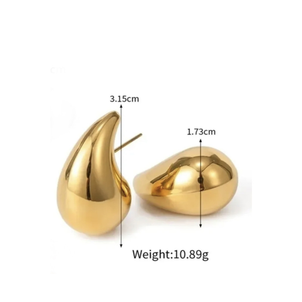 parmoda Italyan Bottega Gözyaşı Damla Küpe Pvd Kaplamalı- Ağırlığı 4.40gram (3.7CM/31MM) Küpe001 Bijuteri Küpe Fiyatı