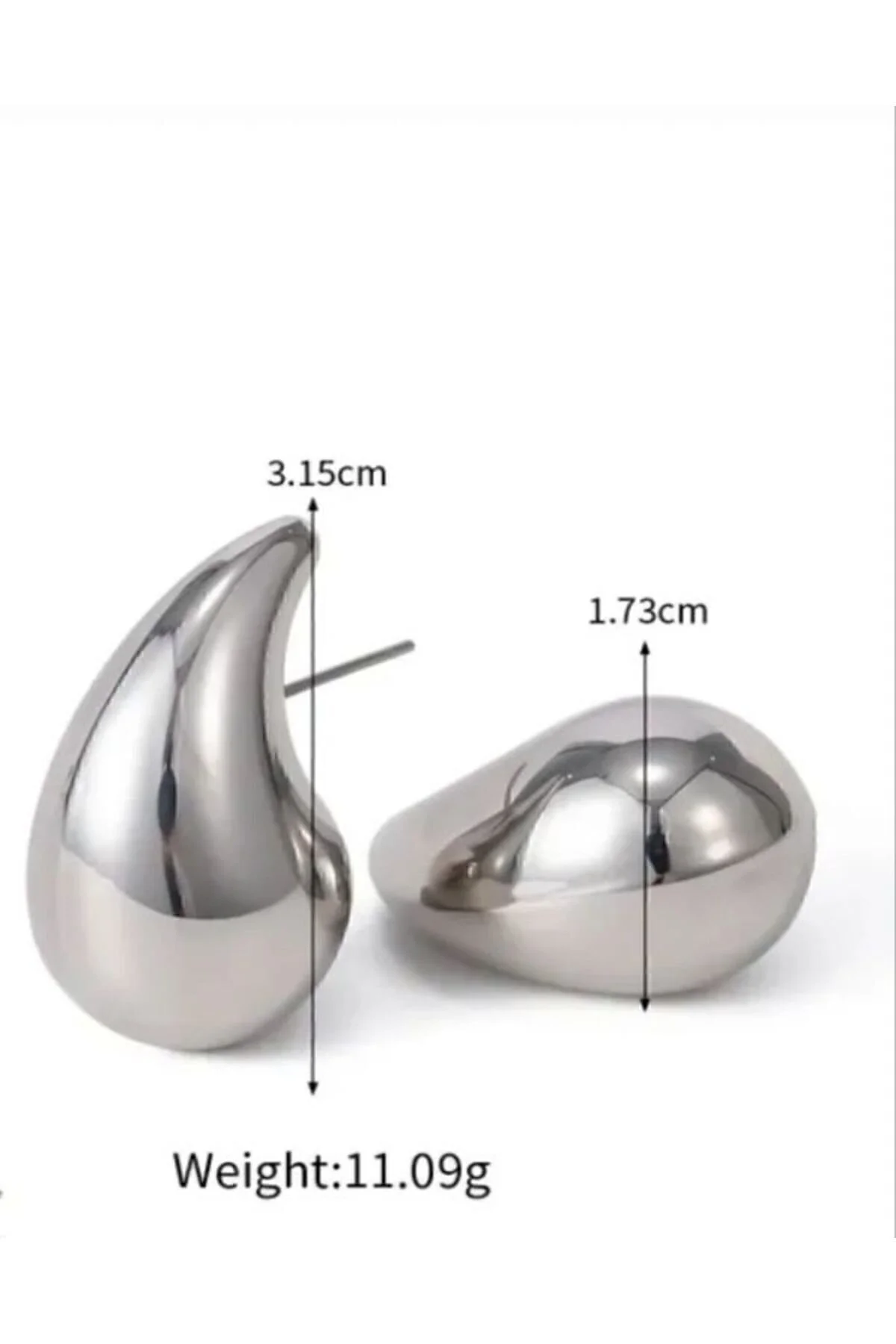 parmoda italyan bottega gözyaşı damla modeli PVD kaplaması Ağırlığı 4.40gram (3.7cm/31mm) küpe001" Bijuteri Küpe Fiyatı