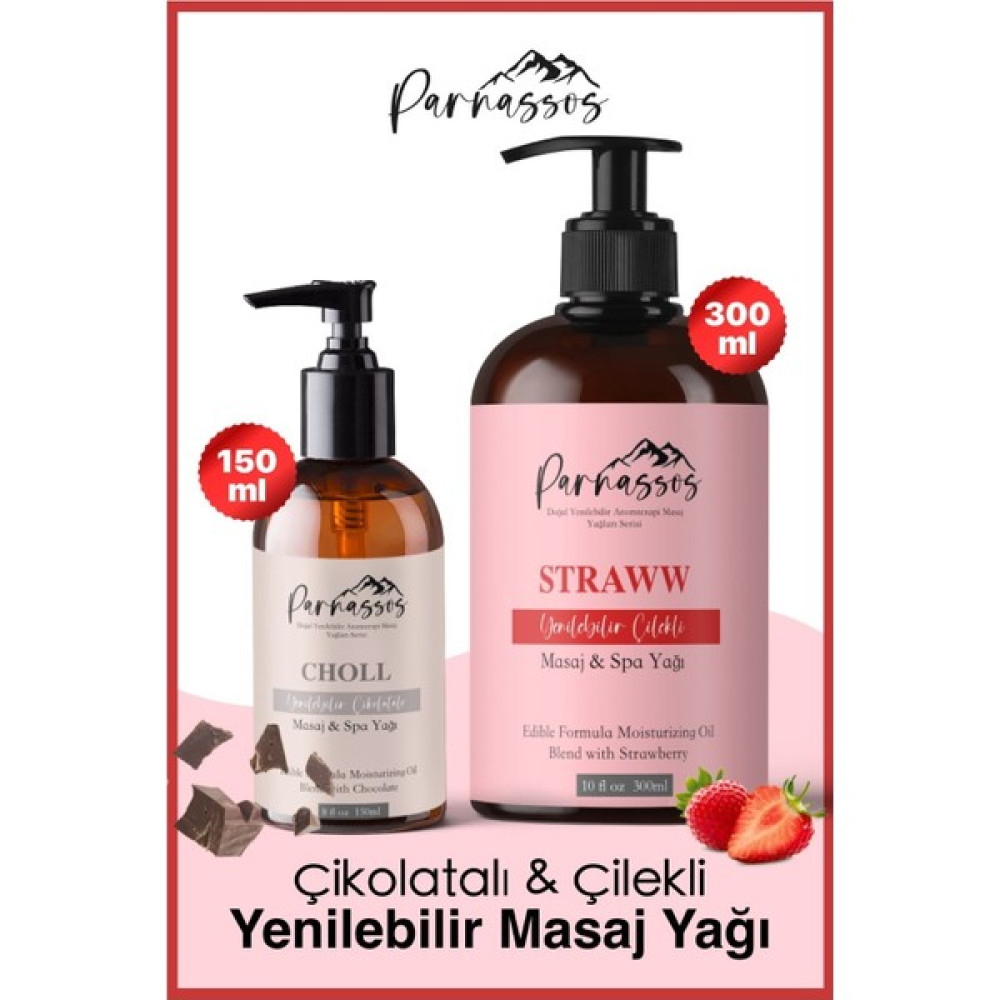 Parnassos Çilek Özlü 300 ml + Çikolata Özlü Masaj Yağı 150 ml Bitkisel Yağlar Fiyatı