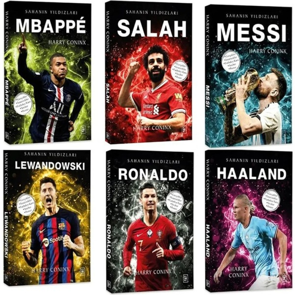 Parodi Yayınları Sahanın Yıldızları Salah Messi Ronaldo Mbappe Lewandowski Haaland Futbolcu Seti 6 Kitap Poster ve Sticker Çocuk Roman Fiyatı