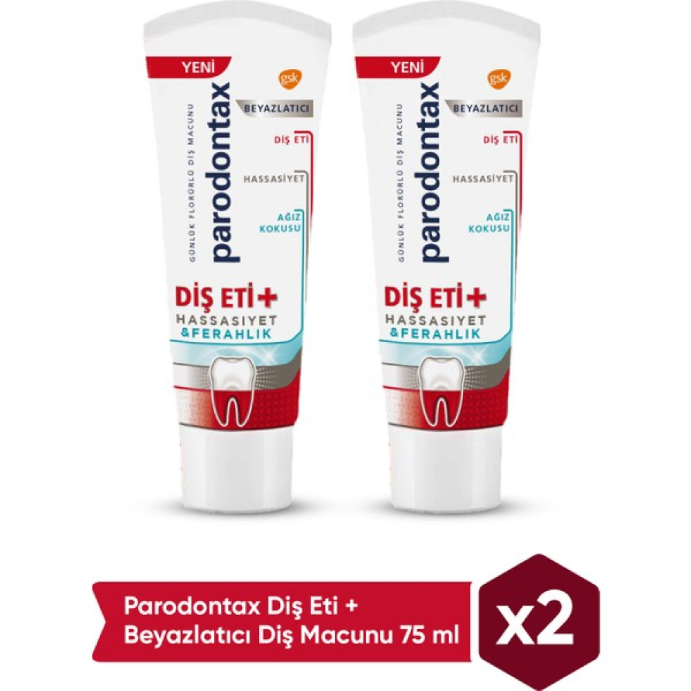 Parodontax Diş Eti + Beyazlatıcı Diş Macunu 75 ml x 2 Adet Diş Macunları Fiyatı
