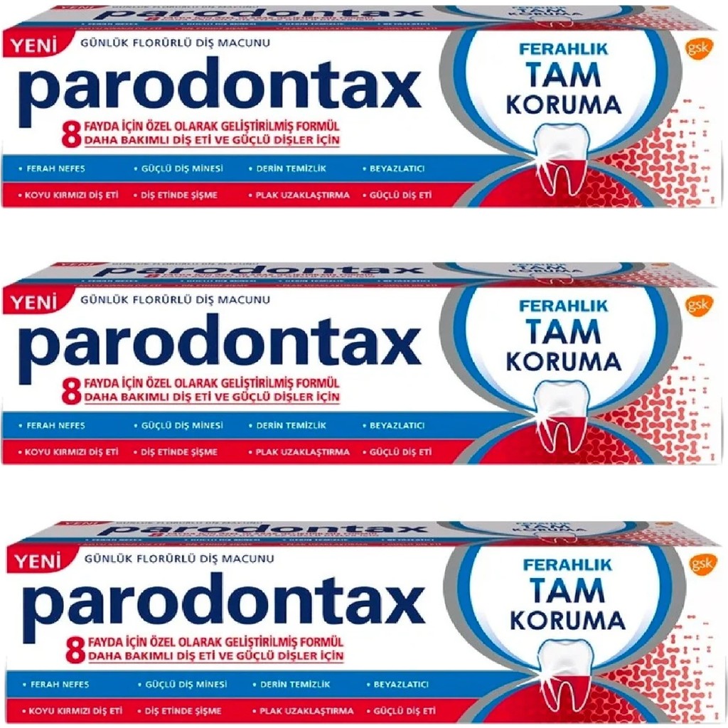 Parodontax Tam Koruma Ferahlık Diş Macunu 80 gr/50 ml 3 Adet Diş Macunları Fiyatı