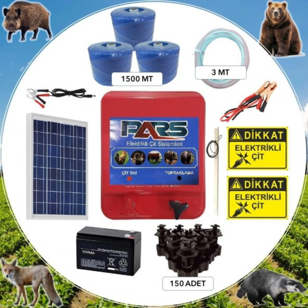 Pars Elektrikli Cit Ayi-Domuz Kovucu Eco Set 1500 (Demir Direk Izolatorlu) Bahçe Çiti Fiyatı