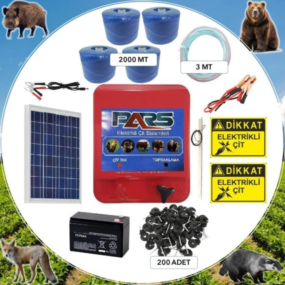 Pars Elektrikli Cit Ayi-Domuz Kovucu Eco Set 2000 (Ahsap Direk Izolatorlu) Bahçe Çiti Fiyatı