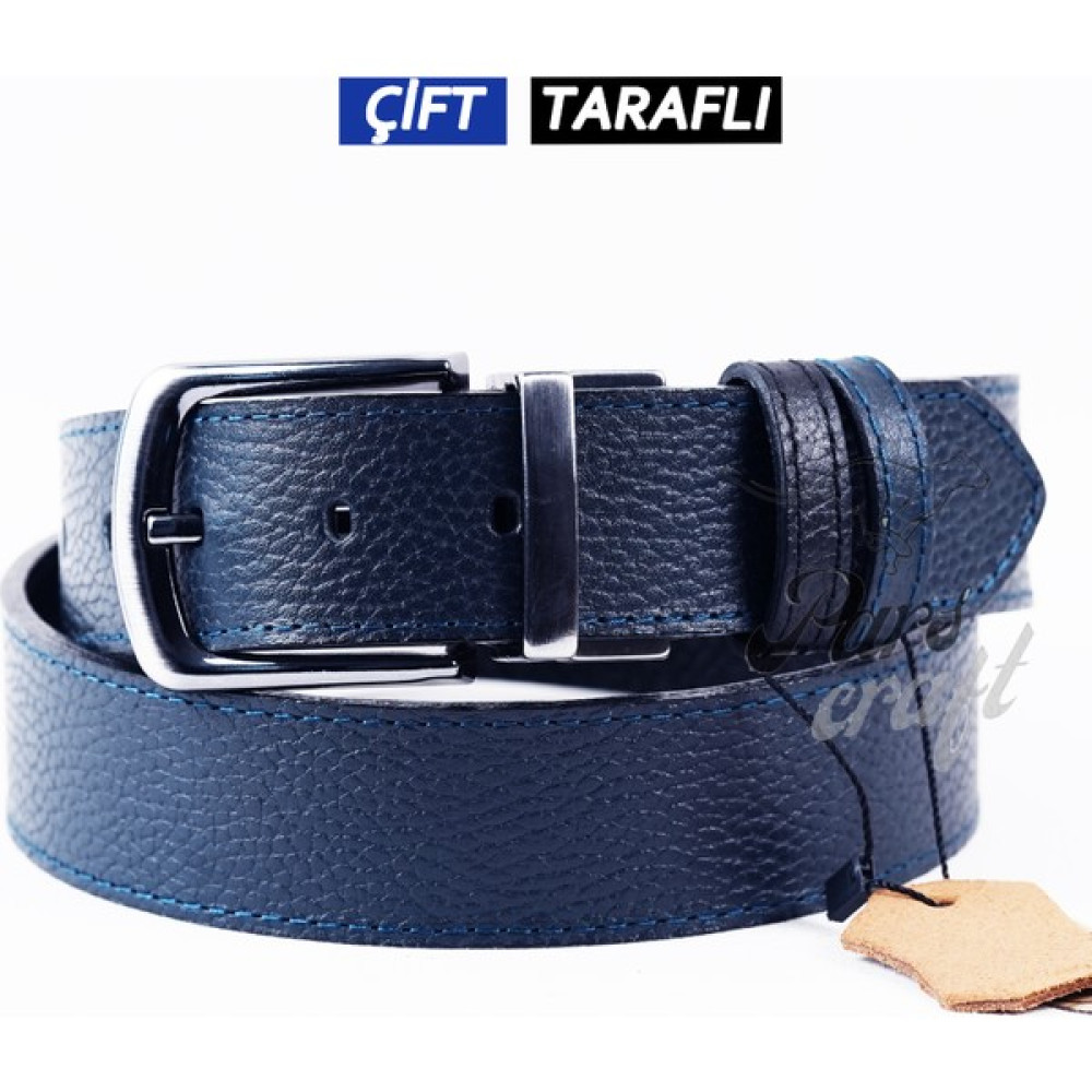 Parscraft Parscraft hakiki Deri Çift Taraflı Erkek Kemer 4 cm Lacivert - Siyah Erkek Kemeri Fiyatı