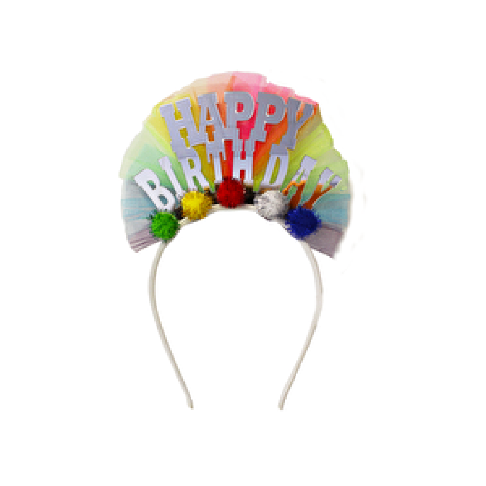 Parti Adresi Happy Birthday pleksi Taç Renkli Tüllü Ponponlu Doğum Günü Parti Tacı Gümüş Yılbaşı Fiyatı