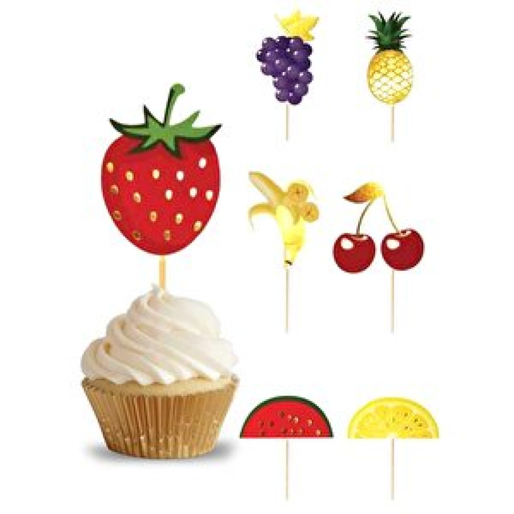 Parti Adresi Meyve Temalı Kürdan Cupcake Kürdanı Pasta Süsü 10'lu Yaş Günü & Parti Fiyatı