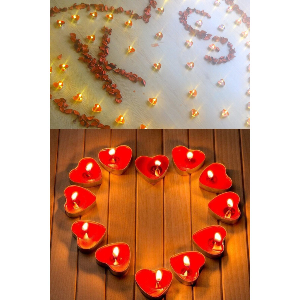 Parti dolabı 20 Kalpli Tealight Mum + 350 Kuru Gül Yaprağı Romantik Süs Yaş Günü & Parti Fiyatı