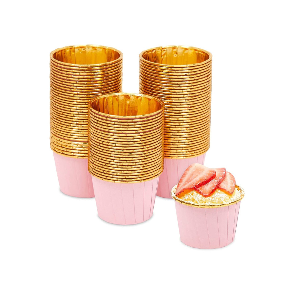 Parti dolabı 25li Pembe Gold Metalik Muffin Kek Kalıbı Parlak Altın Cupcake Kapsülü Muffin Kalıbı 7x4 Cm Yaş Günü & Parti Fiyatı