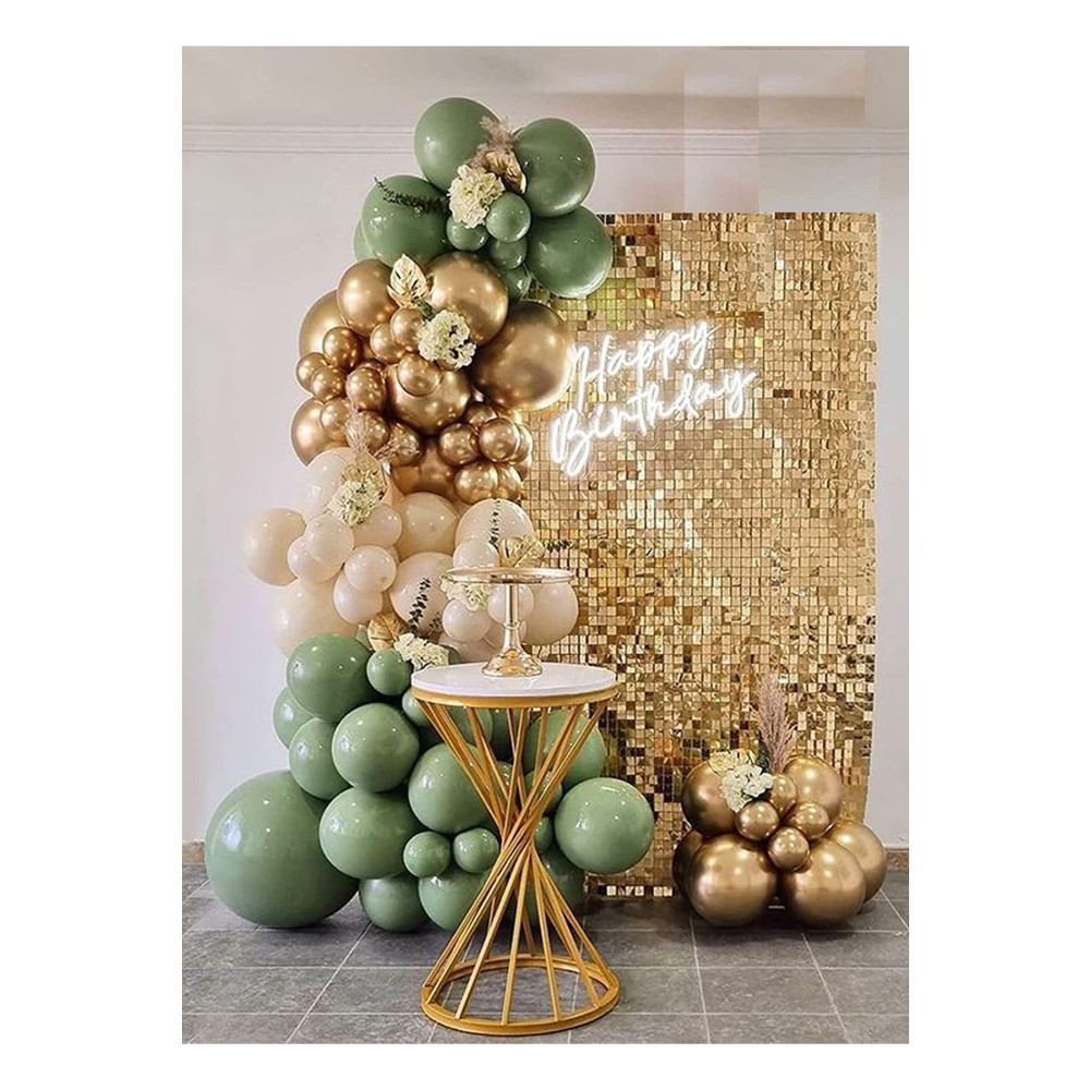 Parti dolabı 30 Küf Yeşili 15 Krom Gold 15 Deniz Kumu Pastel Ten Rengi Doğum Günü Ve Nişan Balon Zinciri Set Yaş Günü & Parti Fiyatı