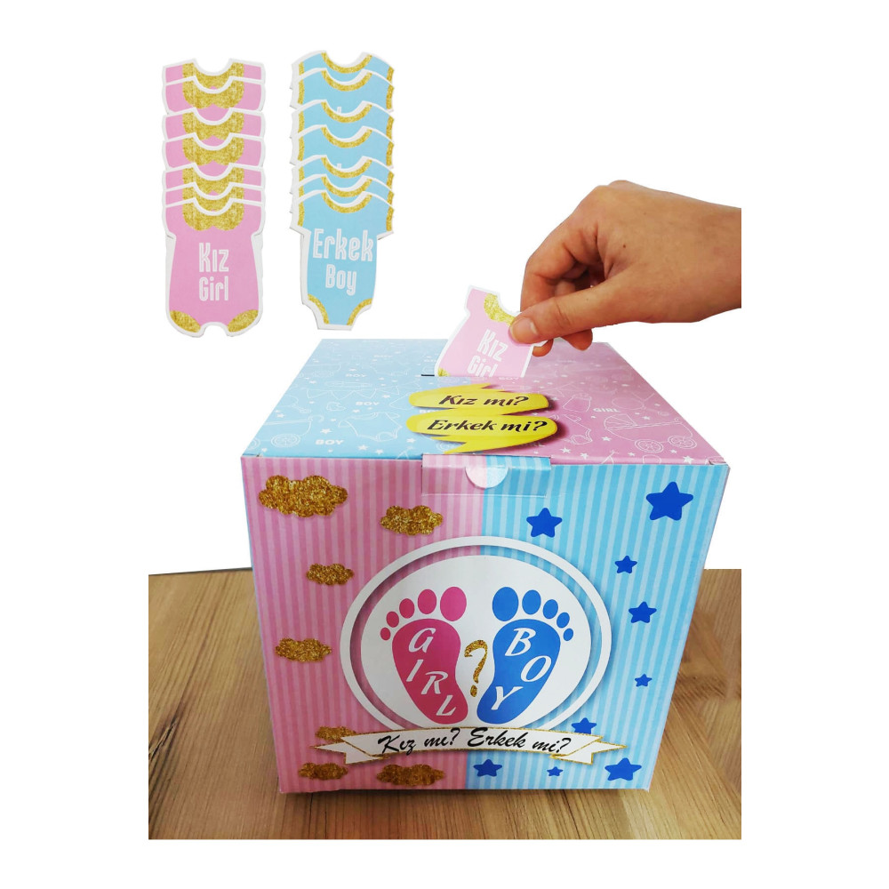 Parti dolabı Cinsiyet Partisi Tahmin Kutusu Boy Girl Cinsiyet Belirleme Erkek Mi Kız Mı 19x19cm Yaş Günü & Parti Fiyatı