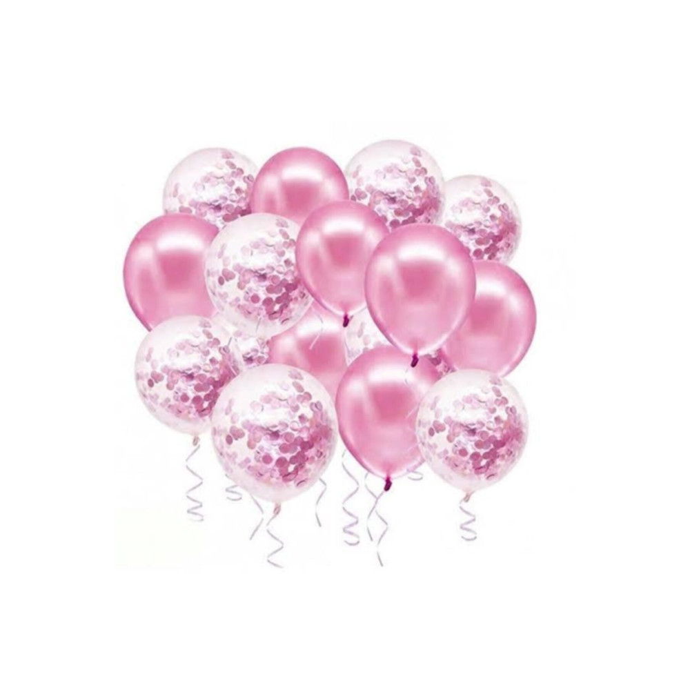 Parti dolabı Pembe Konfetili Şeffaf Balon Metalik Pembe Balon Seti 20 Adet Yaş Günü & Parti Fiyatı
