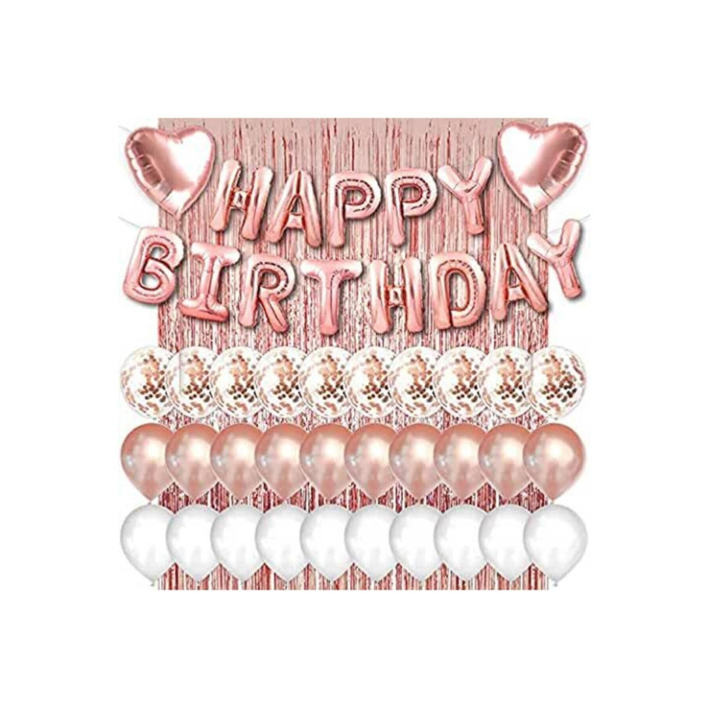 Parti dolabı Rose Gold Pembe Happy Birthday Ve Kalp Folyo Ve 30 Rose Beyaz Şeffaf Balonlu Arka Fon Perde Set Yaş Günü & Parti Fiyatı