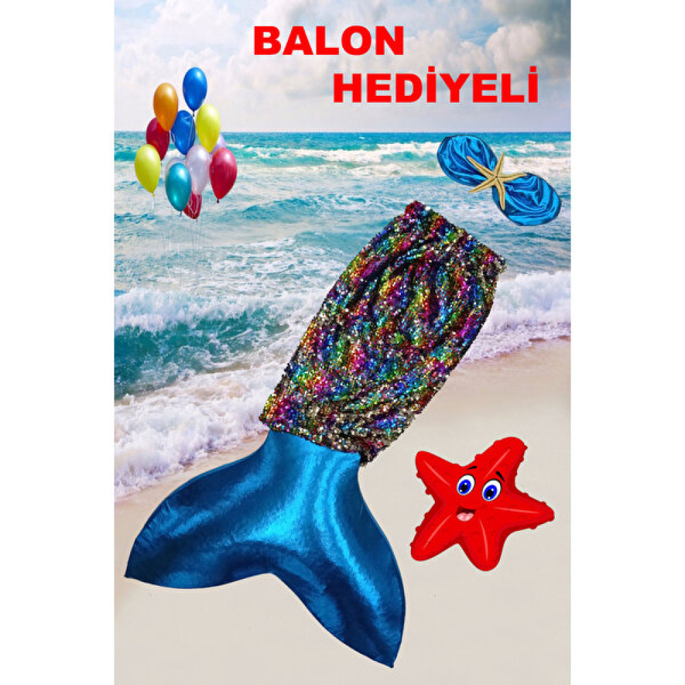 Parti Kırtasiye Deniz Kızı Pulpayet Deniz Yıldızlı Prenses Kostüm Mavi Kız Çocuk Elbise Balon - 1 - 2 Yaş Oyuncak Fiyatı