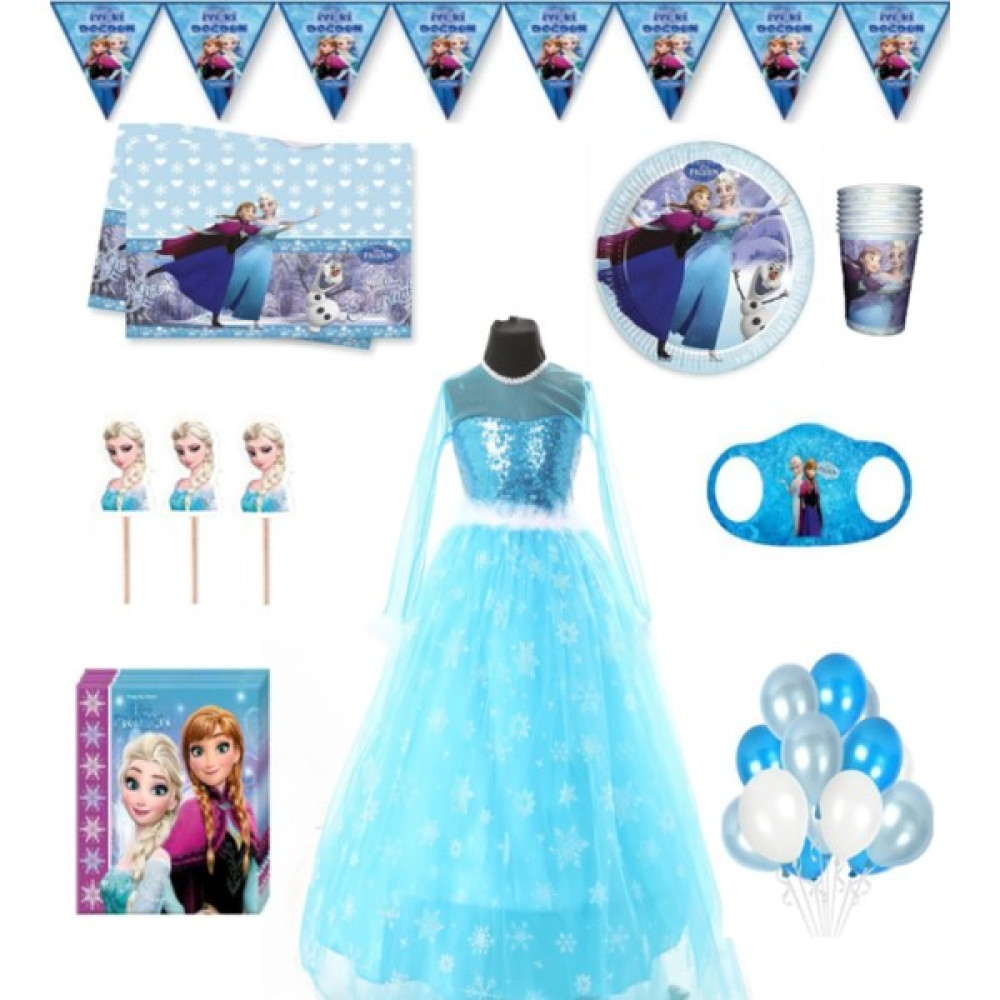 Parti Kırtasiye Frozen Elsa Kostümlü Doğum Günü Seti 8 Kişilik - 6 - 7 Yaş - Mavi Oyuncak Fiyatı