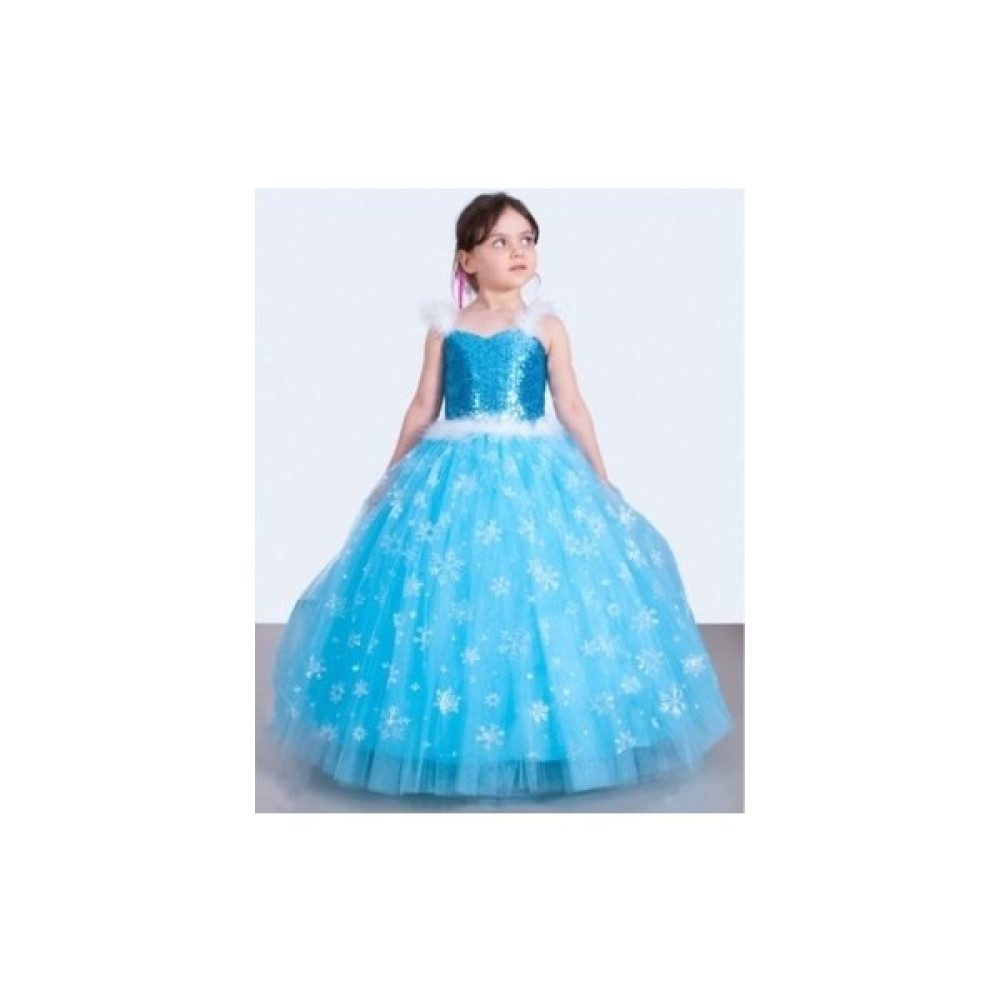 Parti Kırtasiye Karlar Ülkesi Frozen Elsa Askılı Tarlatanlı Kostüm Mavi Kız Çocuk Elbise Taç Asa Eldiven Maske - 1 - 3 Yaş Oyuncak Fiyatı
