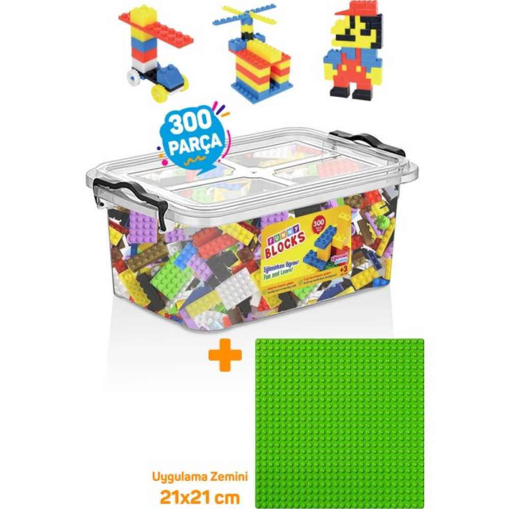Parti Oyun Evi Yeşil Uygulama Zeminli LEGO Mikro Blok  Funny Blocks 300 Parça Plastik Kutulu Legolar ( Yapım Oyuncakları ) Fiyatı