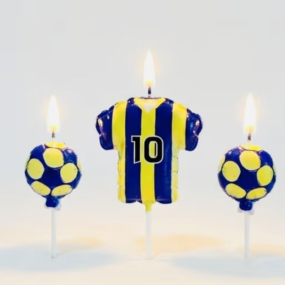 Parti Sürprizi Taraftar Temalı Futbol Topu Sarı Lacivert Mum Set Diğer Fiyatı