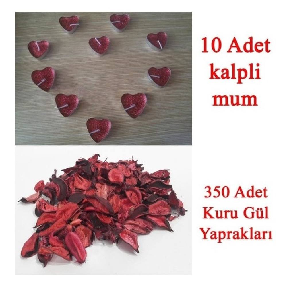 Partini Seç Partiniseç 10 Mum + 350 Kuru Gül Yaprağı, Kalpli Mum ve Kuru Gül Yaprakları Oyuncak Fiyatı