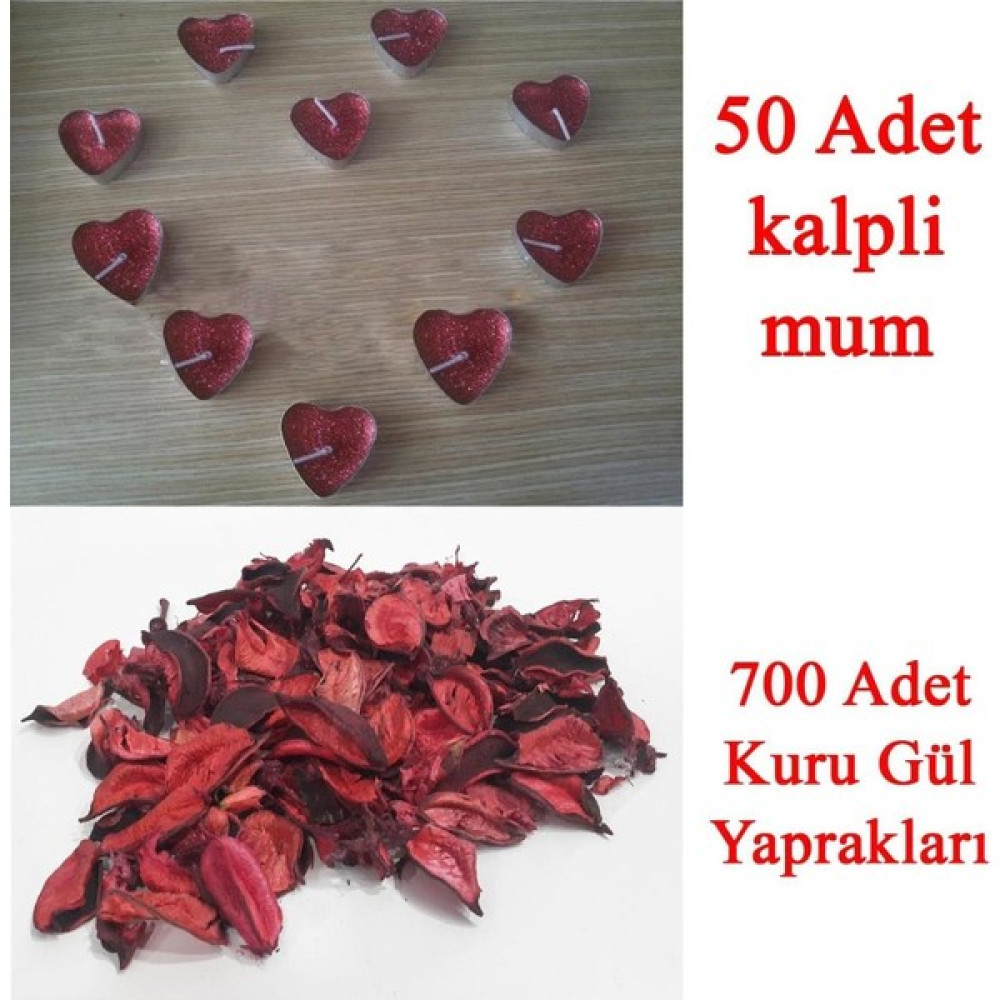 PartiniSeç 50 Mum + 700 Kuru Gül Yaprağı, Kalpli Mum ve Kuru Gül Yaprakları Oyuncak Fiyatı