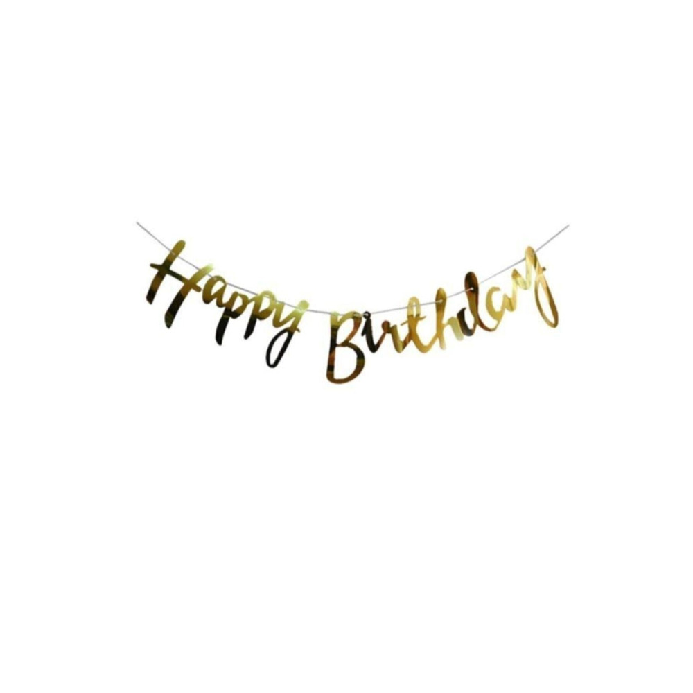 Partioutlet Gold Happy Birthday Banner Yaş Günü & Parti Fiyatı