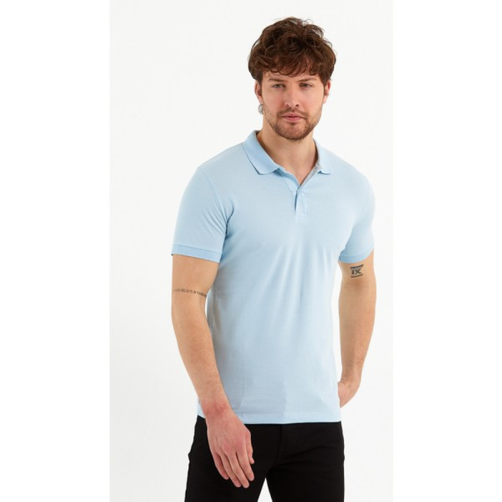 Partizan Erkek Polo Yakalı Slim Fit Dar Kesim Buz Mavisi Pamuk Tişort Erkek T-shirt Fiyatı